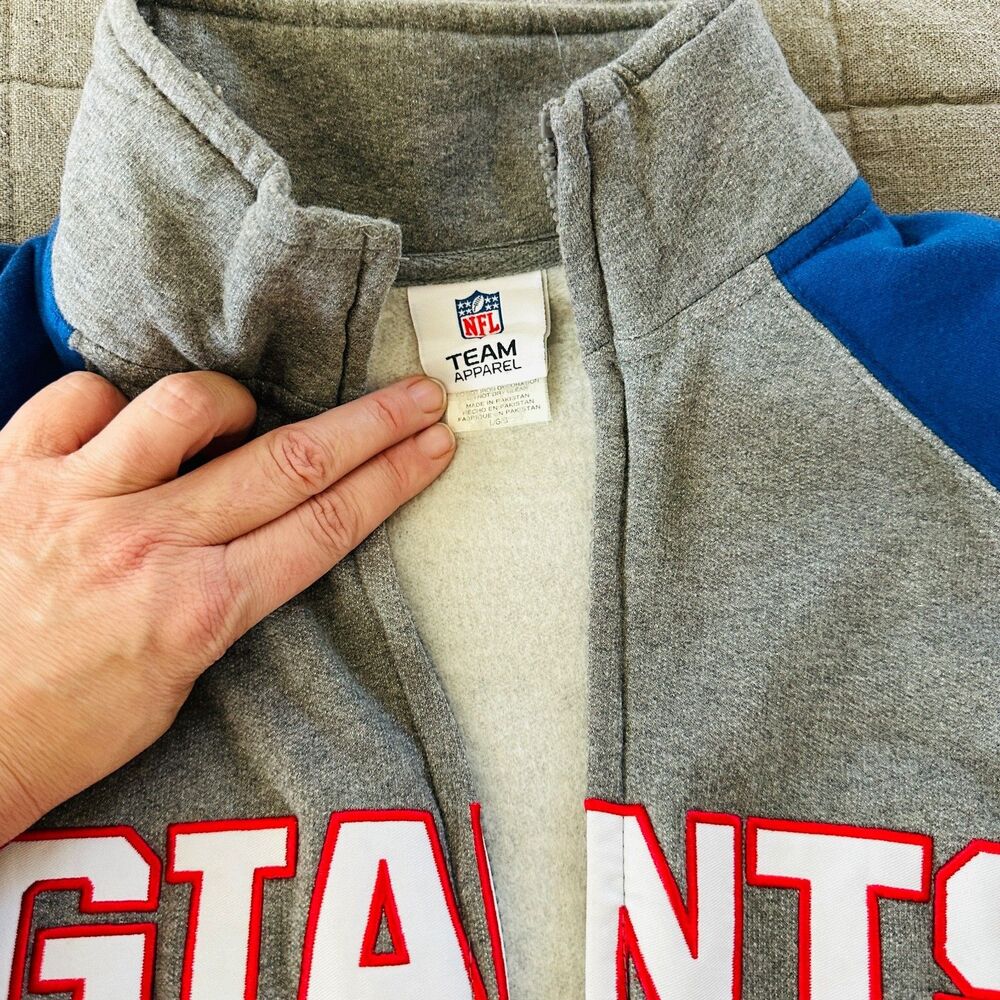 new york giants nfl full zip sweatshirt gray blue football fan gear large - Picture 6 of 13